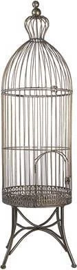Clayre & Eef Vogelkooi Decoratie 107 Cm Grijs Metaal Rond Decoratie Vogelkooi Hangend Grijs Decoratie
