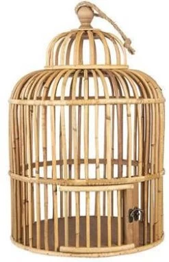 Clayre & Eef Vogelkooi Decoratie Ø 32x48 Cm Bruin Hout Rond Decoratie Vogelkooi Hangend Bruin Decoratie