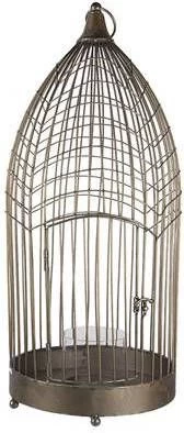 Clayre & Eef Vogelkooi Decoratie 69 Cm Grijs Metaal Rond Decoratie