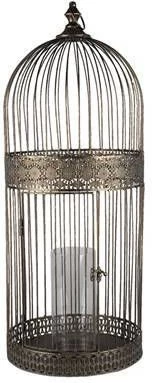 Clayre & Eef Windlicht 79 Cm Grijs Metaal Rond Kaarsenhouder Sfeerverlichting Grijs Kaarsenhouder Sfeerverlichting