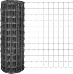 VidaXL Euro Hek 25x1 M Met 77x64 Mm Gaas Staal Grijs -Default Template 5 vidaxl euro hek 25x1 m staal grijs 137226