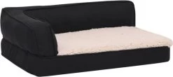 VidaXL Hondenbed Ergonomisch Linnen Look 90x64 Cm Fleece Zwart