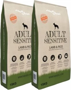 VidaXL Premium Hondenvoer Droog Adult Sensitive Lamb &amp, Rice 30 Kg 2 St